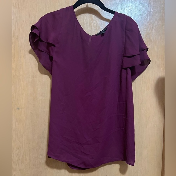 Banana Republic Blouse Women's Size medium Purple Ruffled Sleeve​​ - Picture 1 of 4